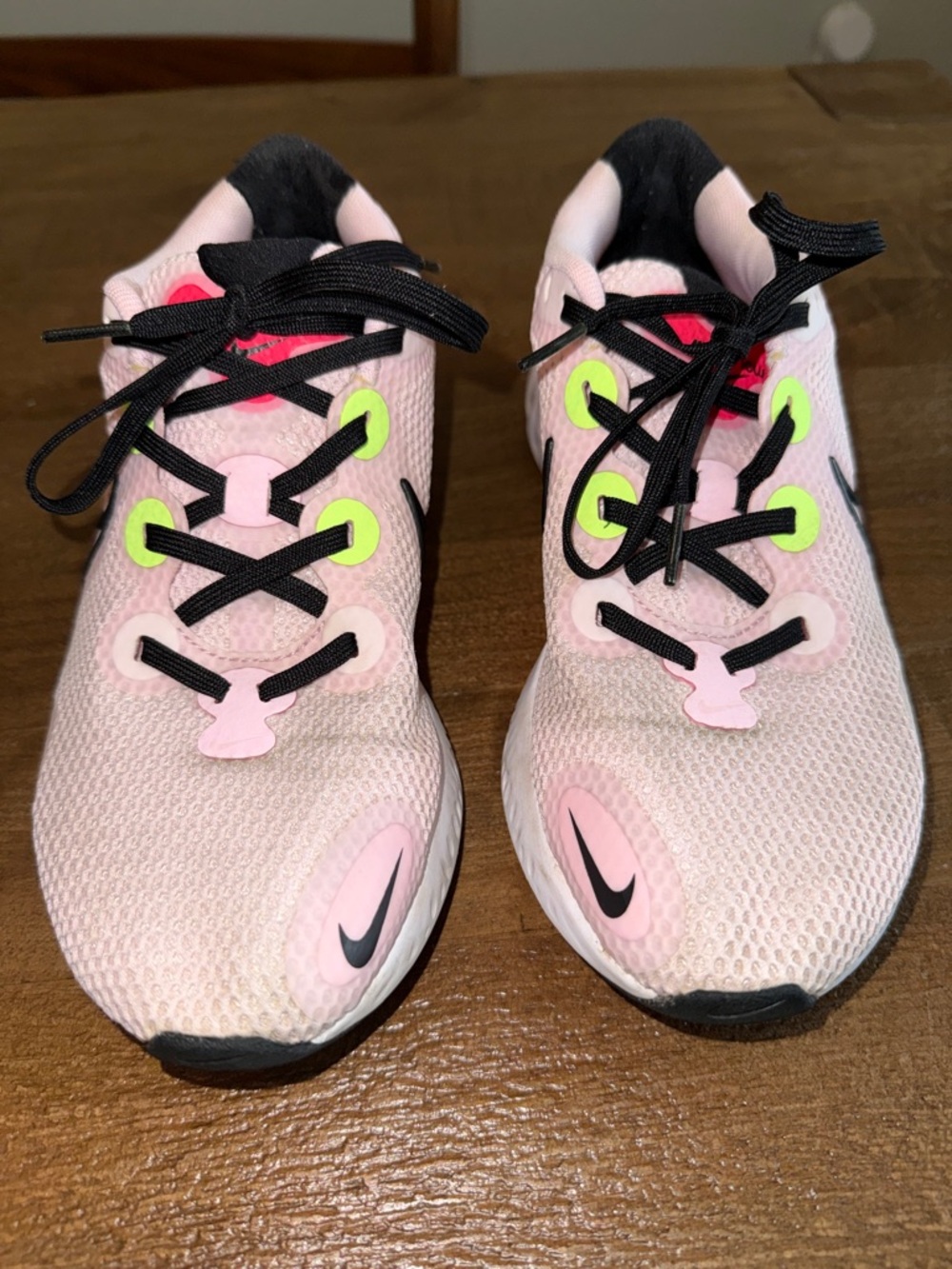 Nike Pink Mesh Running Sneakers with Neon Green Accents - Picture 2 of 10